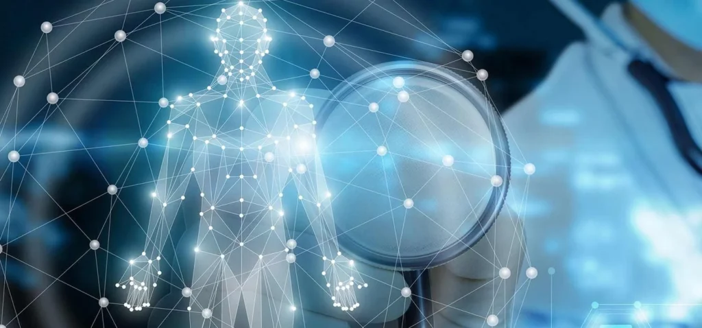 Artificial Intelligence in Medicine analyzing MRI scans to detect diseases with high accuracy in 2025.